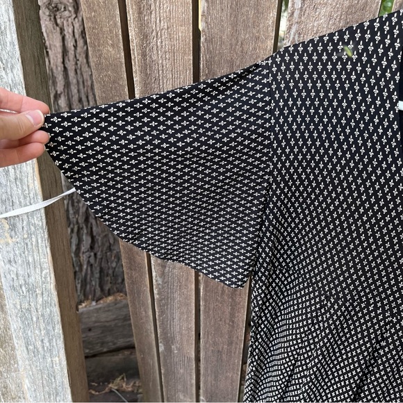 Masai Copenhagen Black & Cream Viscose Flutter Sleeve Dress Sz L - Picture 6 of 13